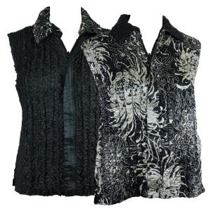 4537 - Quilted Reversible Vests  14010 - Floral on Black<br>Quilted Reversible Vest - One Size Fits Most