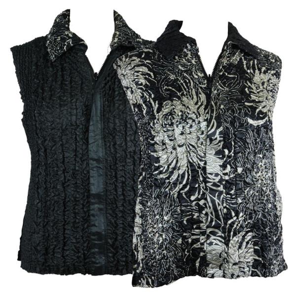 4537 - Quilted Reversible Vests  14010 - Floral on Black<br>Quilted Reversible Vest - S-L