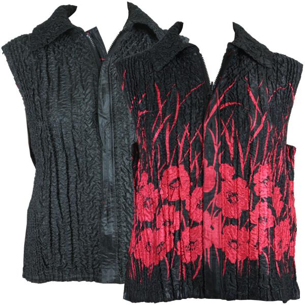 4537 - Quilted Reversible Vests  9706/PLUS - Red Poppies<br>Quilted Reversible Vest - XL-2X