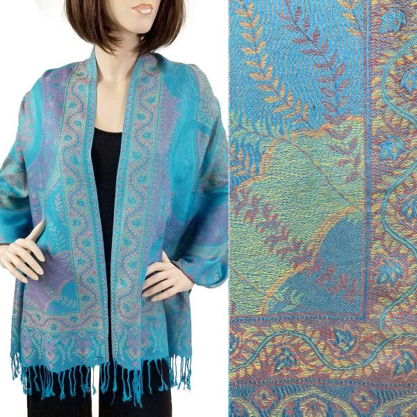 wholesale 773 - Pashmina Style Shawls BIG PAISLEY #01 - Turquoise Pashmina Style Shawl - 
