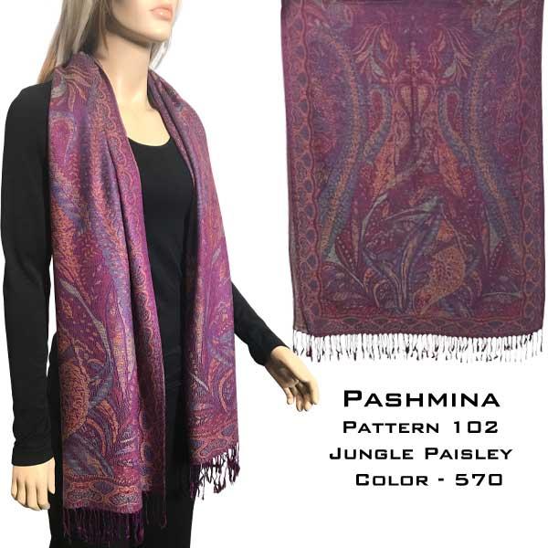 wholesale 773 - Pashmina Style Shawls Jungle Paisley 102-570<br>Pashmina Style Shawl - 