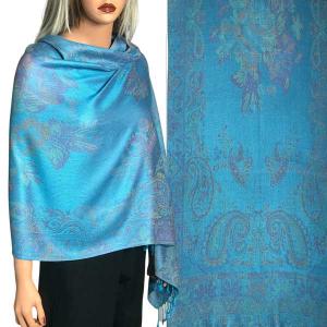 773 - Pashmina Style Shawls Floral Paisley- Turquoise - 