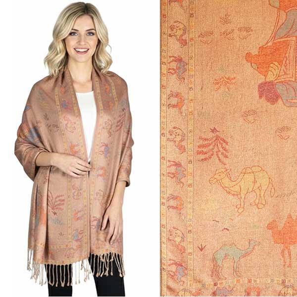 wholesale 773/T - Pashmina Style Shawls Camel Caravan - 08 - 