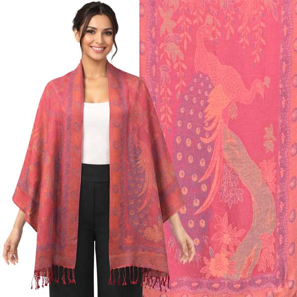 wholesale 773/T - Pashmina Style Shawls Peacock #03 Magenta Multi - One Size Fits Most
