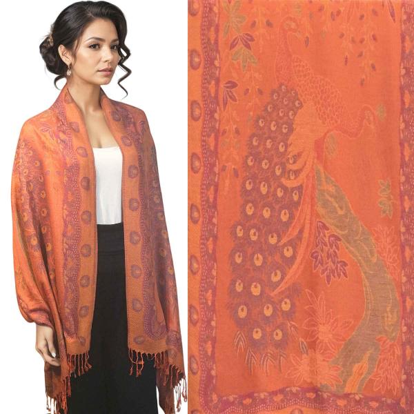wholesale 773 - Pashmina Style Shawls Peacock #04 Orange Multi<br>
Pashmina Shawl  - 