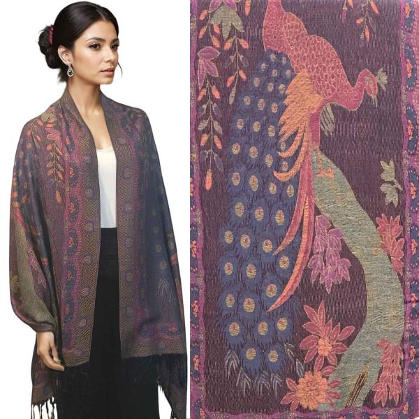 wholesale 773 - Pashmina Style Shawls Peacock #14 Jewel Tones<br>
Pashmina Style Shawl - 