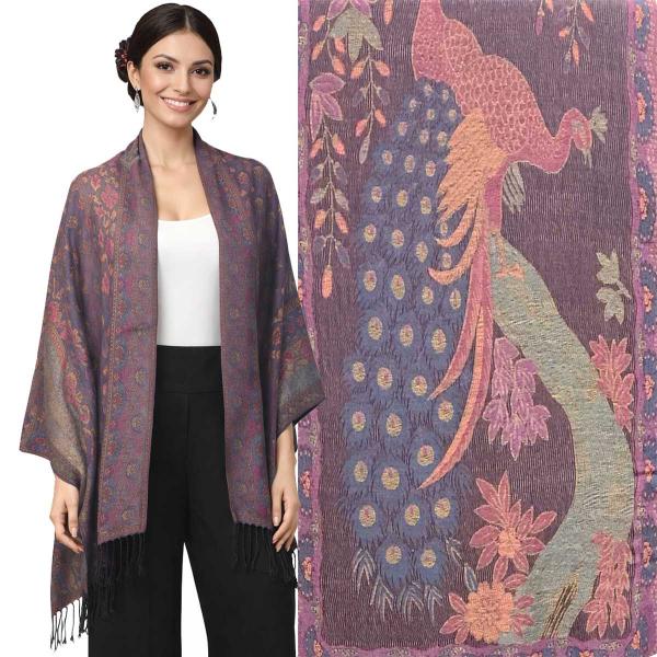 wholesale 773/T - Pashmina Style Shawls Peacock #14 Jewel Tones - One Size Fits Most