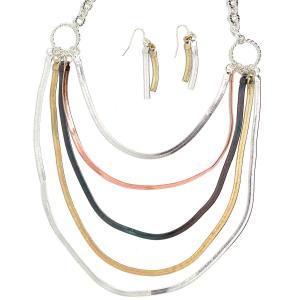 794 Fashion Necklace & Earring Sets 1043 - Tri-Color - 