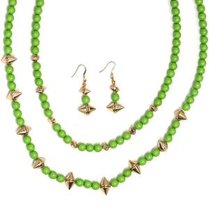 794 Fashion Necklace & Earring Sets 4173 - Green  - 