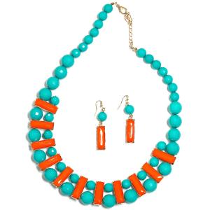 794 Fashion Necklace & Earring Sets 4417 - Turquoise  - 