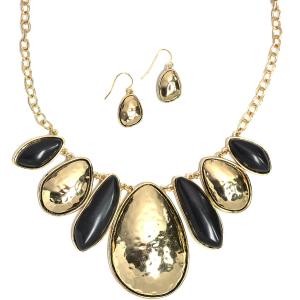 794 Fashion Necklace & Earring Sets 1065 - Black-Gold - 