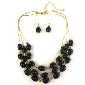Wholesale 794 Fashion Necklace & Earring Sets 1173 - Gold-Black - 