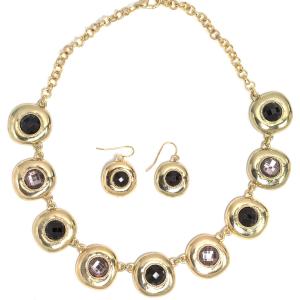794 Fashion Necklace & Earring Sets 1051 - Gold-Black - 