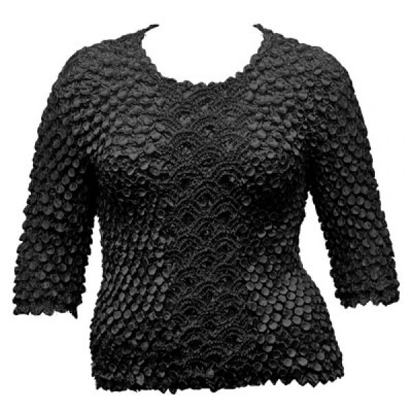 Wholesale Queen - Coin Fishscale - Three Quarter Sleeve Black - Queen Size Fits (XL-2X)