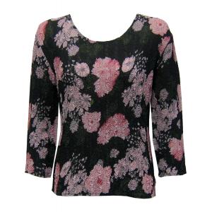 822 - Magic Crush Georgette 3/4 Sleeve Tops Floral Stencil Pink - One Size Fits Most