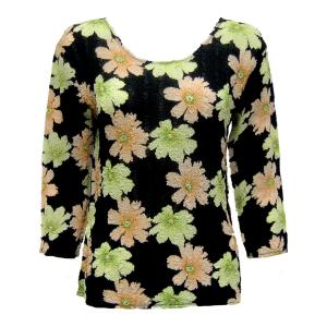 Wholesale 822 - Magic Crush Georgette 3/4 Sleeve Tops Hibiscus Peach-Green - One Size Fits Most