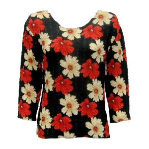 Wholesale 822 - Magic Crush Georgette 3/4 Sleeve Tops Hibiscus Red-Tan - One Size Fits Most