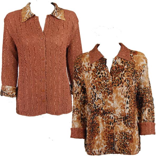 wholesale 9989 - Reversible Magic Crush Jackets Golden Leopard reverses to Solid Brass #P05 - S-M