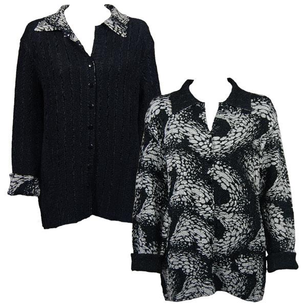 wholesale 9989 - Reversible Magic Crush Jackets Swirl Reptile Black-White reverses to Solid Black (MB) - 1X-2X