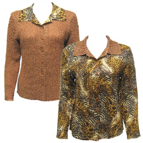 wholesale 9989 - Reversible Magic Crush Jackets Swirl Leopard reverses to Solid Camel MB - 1X-2X