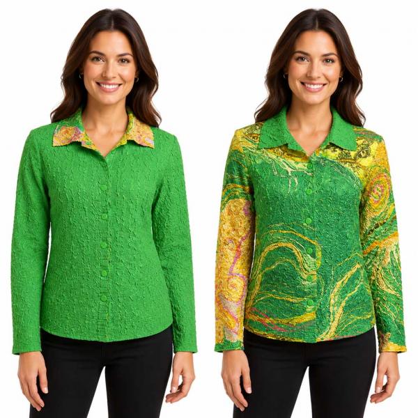 wholesale 9989 - Reversible Magic Crush Jackets #3617<br>
Swirl Green-Gold  - S-M