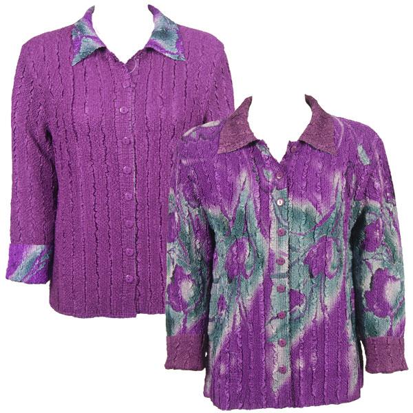 wholesale 9989 - Reversible Magic Crush Jackets Tulips Charcoal-Purple reverses to Solid PurpleMB - L-XL