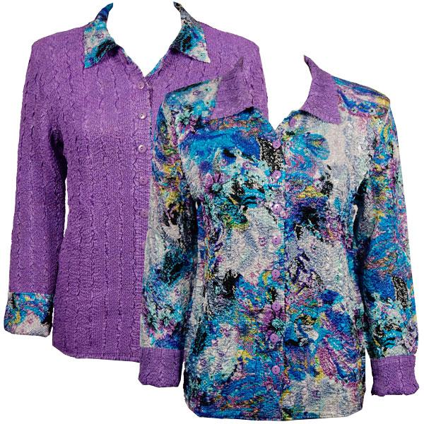 wholesale 9989 - Reversible Magic Crush Jackets Paint Splatter Aqua-Purple reverses to Solid Bright Purple MB - S-M