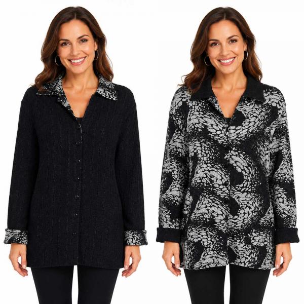 wholesale 9989 - Reversible Magic Crush Jackets #9737<br>
Swirl Reptile Black-White  - L-XL