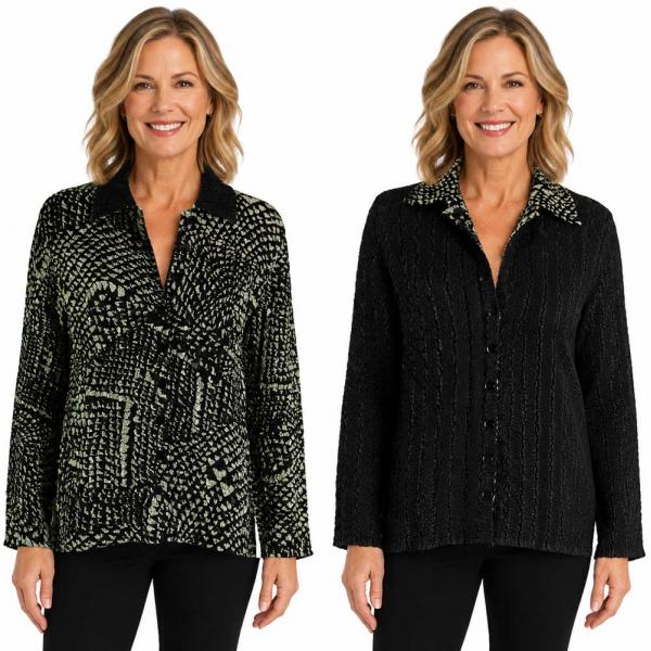 wholesale 9989 - Reversible Magic Crush Jackets #14008<br> 
Black and Ivory Print - L-XL