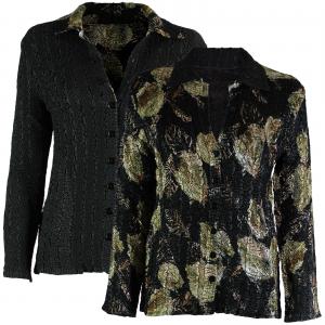 9989 - Reversible Magic Crush Jackets Black with Gold Leaves reverses to Solid Black #1048 -      S-M