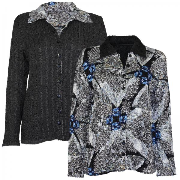 wholesale 9989 - Reversible Magic Crush Jackets #14012 <br>
Black, Grey and Blue Print MB - 1X-2X