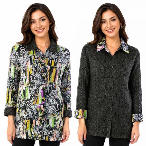 wholesale 9989 - Reversible Magic Crush Jackets #14013<br>
Abstract Print - 1X-2X