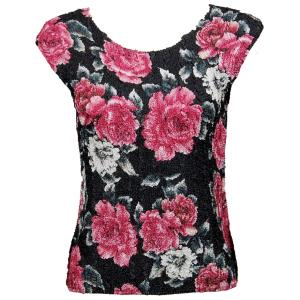 836 - Ultra Light Crush Cap Sleeve Tops Pink Floral - One Size Fits Most