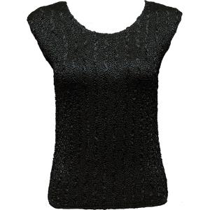 836 - Ultra Light Crush Cap Sleeve Tops Solid Black - One Size Fits Most