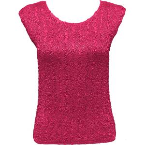 836 - Ultra Light Crush Cap Sleeve Tops Solid Hot Pink - Plus Size Fits (XL-2X)