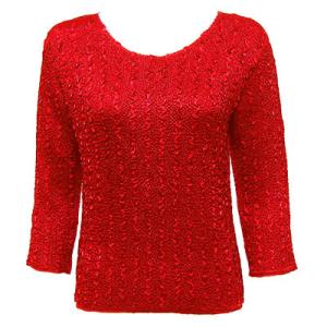 837 - Ultra Light Crush Three Quarter Sleeve Tops Solid Red - Woman Size Fits (M-1X)