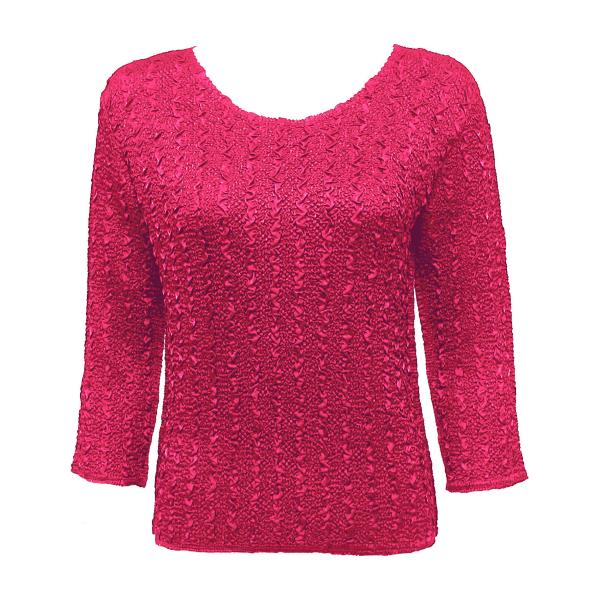wholesale 837 - Ultra Light Crush Three Quarter Sleeve Tops Solid Hot Pink - Plus Size Fits (XL-2X)
