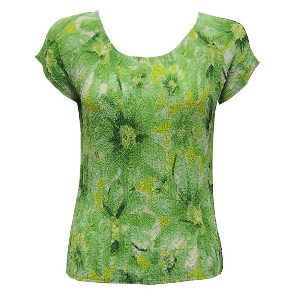 844  - Magic Crush Georgette Cap Sleeve Tops Daisies - Green - One Size Fits Most