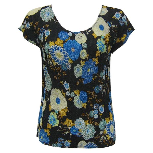 844  - Magic Crush Georgette Cap Sleeve Tops Mums Blue-Black - One Size Fits Most