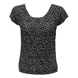 844  - Magic Crush Georgette Cap Sleeve Tops Polka Dot Black-White - One Size Fits Most