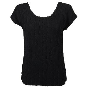 844  - Magic Crush Georgette Cap Sleeve Tops Solid Black  - One Size Fits Most