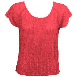 844  - Magic Crush Georgette Cap Sleeve Tops Solid Coral  - One Size Fits Most
