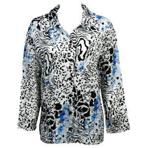 939 - Magic Crush Satin - Blouse Reptile Floral - Blue - One Size Fits Most