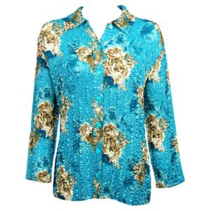 939 - Magic Crush Satin - Blouse Taupe on Teal - One Size Fits Most