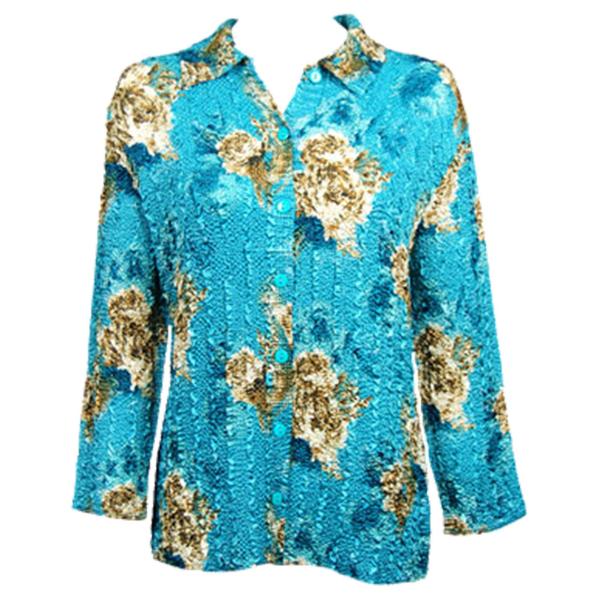 wholesale 939 - Magic Crush Satin - Blouse Taupe on Teal - One Size Fits Most