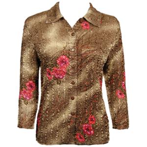 939 - Magic Crush Satin - Blouse Marble Floral - Taupe - One Size Fits Most