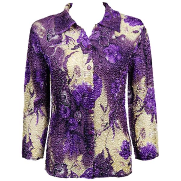 wholesale 939 - Magic Crush Satin - Blouse Rose Floral - Purple - One Size Fits Most