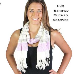 Wholesale 028Striped Ruched Scarves