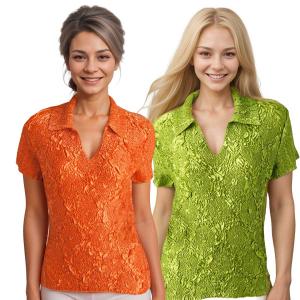 Wholesale 1397<p>
Diamond Crush Collared Short Sleeve Tops