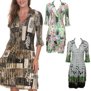 Wholesale 1519  Satin Mini Pleats - 3/4  Sleeve Dress
